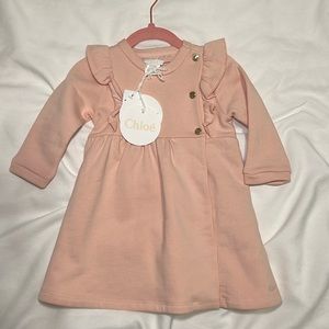 Chloe frilled-trim long-sleeved dress